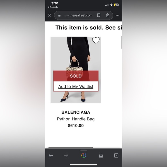 Balenciaga Paris designer GENTLY USED python snakeskin handlebag OS - Picture 17 of 17